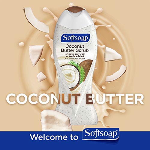 Softsoap Coconut Body Scrub & Body Wash Pack of 2 - 15 Fl Oz Each