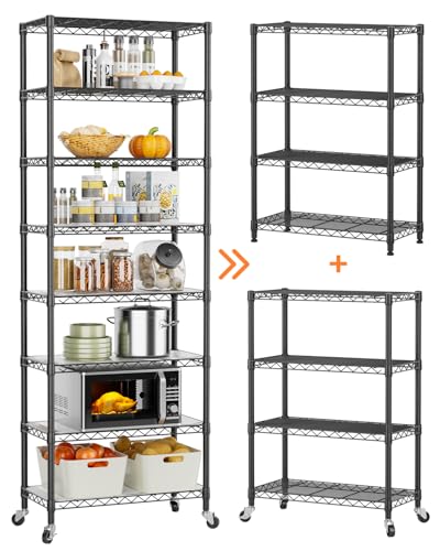 Golpart 8-Tier Wire Closet Shelf Storage Organizer Black 74.2"H