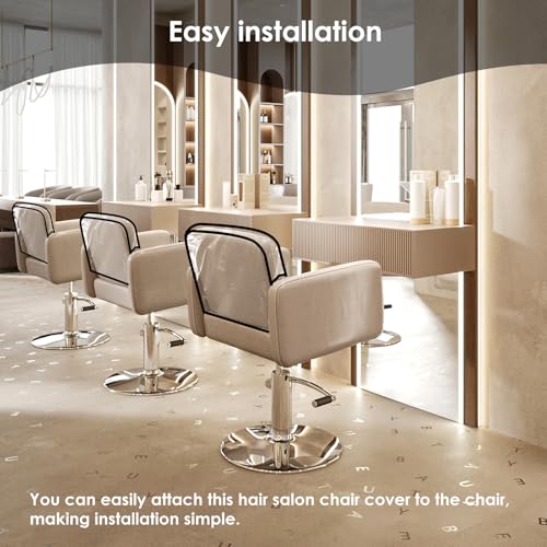 3Pcs Salon Chair Cover, PVC Clear Chair Back Covers, Waterproof Salon Chair Covers Protectors, Soft Salon Chair Back Cover, Fits Most Standard Salon Chairs Office Chairs, 20"x 15.7"x 4.7"