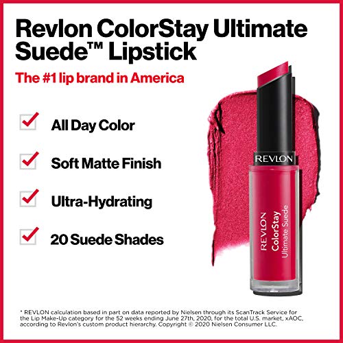 REVLON Lipstick, ColorStay Ultimate Suede Lipstick, High Impact Lip color with Moisturizing Creamy Formula, Infused with Vitamin E, 093 Chic, 0.09 Oz