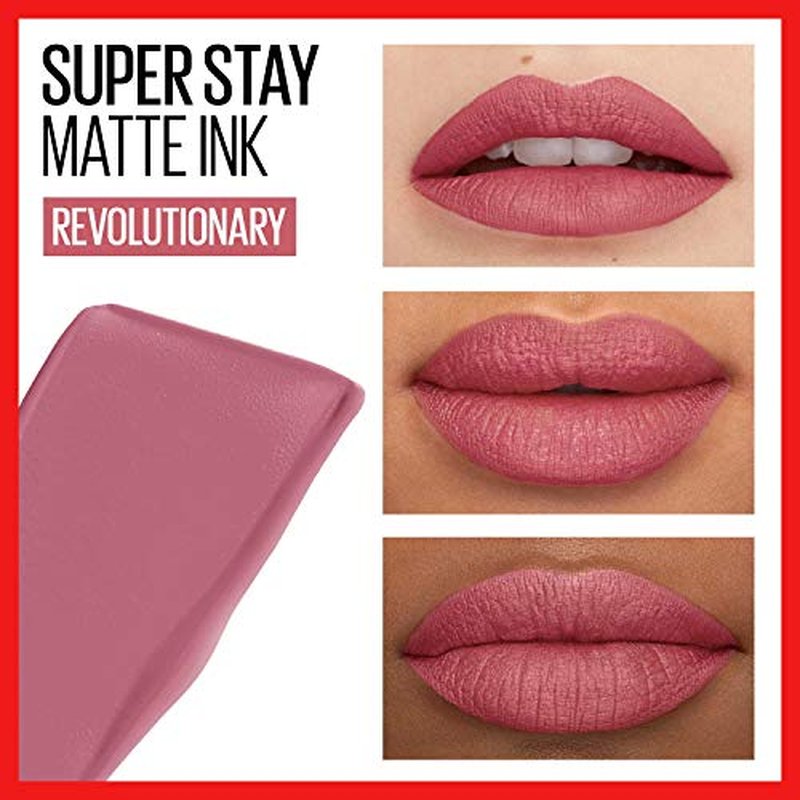 MAYBELLINE Super Stay Matte Ink Liquid Lipstick Makeup Bundle with Shades Lover and Revolutionary, Long Lasting High Impact Color, Up to 16H Wear, 1 Count Each