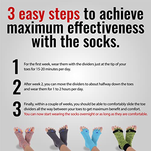 X-Large Green & Black Toe Separator Socks for Foot Alignment Men Women