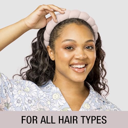 Conair Spa Makeup and Face Washing Headband, Ultra-Absorbent Microfiber Headband for Washing Face, Soft Terry Cloth, No-Squeeze, No-Pull Band Gentle on Hair and Head, Bubble Design, Pink