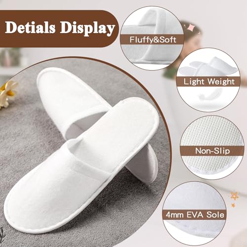 Disposable Guest Slippers Bulk for Hotels - White, 48 Pairs