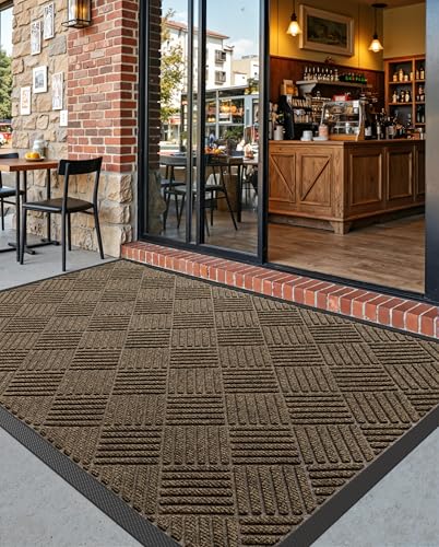 Diamond Brown Rubber Entry Doormat 36x60 for Front Door - Weatherproof