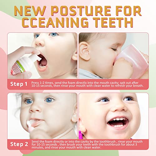 Kids Foam Toothpaste with 4 Fruity Flavors for U-Shape Toothbrushes - Toddler Oral Care