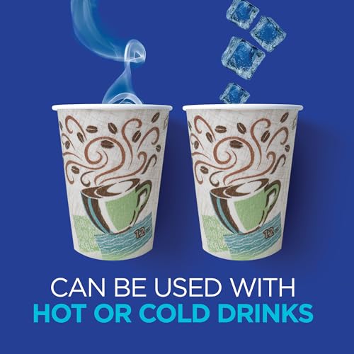 Dixie PerfecTouch 12 oz Disposable Coffee Cups - 500 Count, Insulated, No Foam, Haze Design