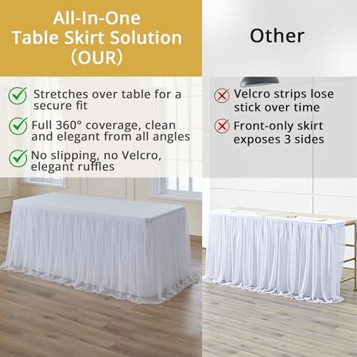 Party Village White 6ft Tulle Tablecloth 4-Pack for Weddings & Events