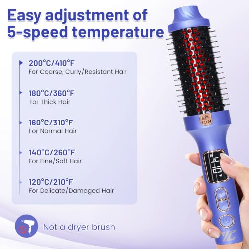 Infrared Heated Hair Styling Brush 1.5 Inch Curl & Straighten Blowout Tool