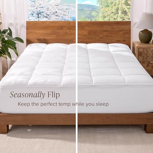 Reversible Microplush Mattress Topper Queen White - Luxury Sleep Comfort