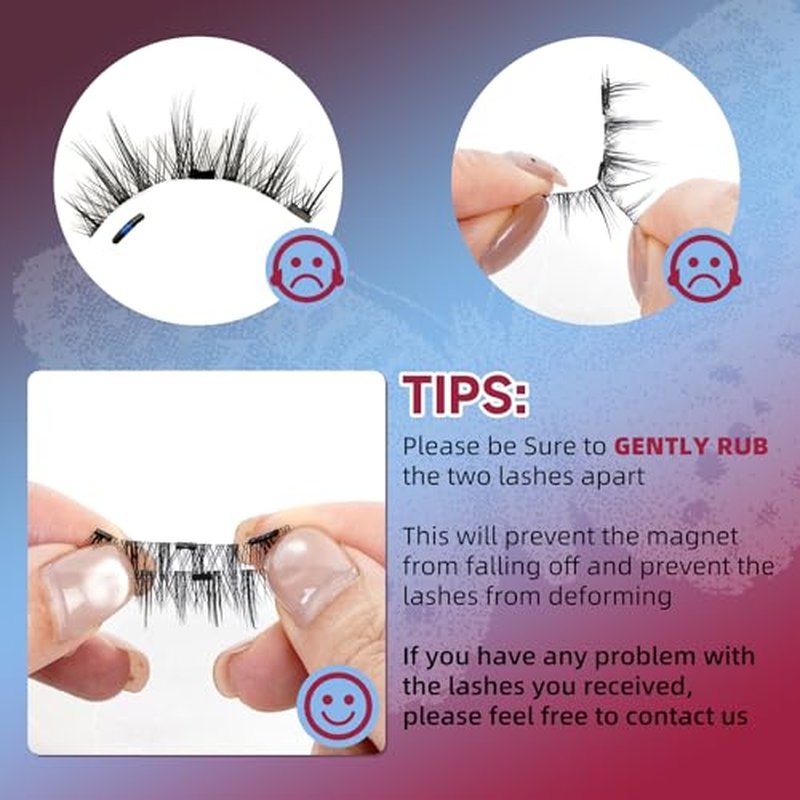 Mayhug Magnetic Eyelashes 3 Pairs, Reusable Magnetic Lashes with Applicator No Glue Needed Lash Clusters Kit Natural Look, Easy to Wear and Remove (3 Pairs-Kit 2)