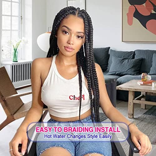 Fairise 36 Inch Black Pre Stretched Braiding Hair 8 Pack #1B Yaki Texture Natural Look