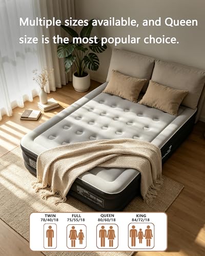 Queen Air Mattress with Built-In Pump - 18" Height, Supports 800 lbs, Black - Variation of Black / Queen