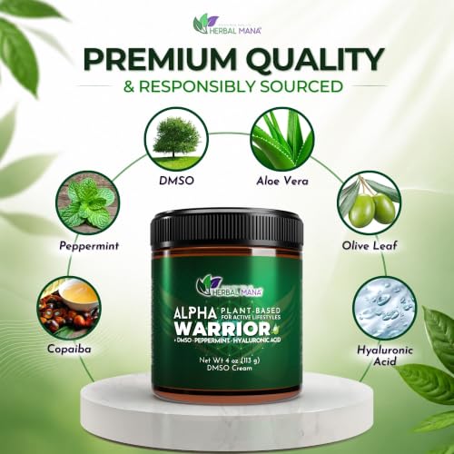 Herbal Mana Alpha Warrior DMSO Body Cream – Fast-Absorbing Cooling Moisturizer