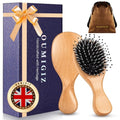 Mini Boar Bristle Hair Brush - Handmade British Craftsmanship, Detangler & Smoothing