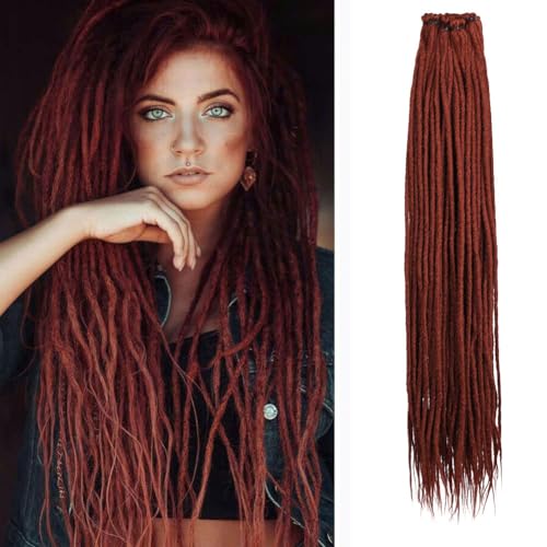 36 Inch Copper Red Dreadlock Extensions - Single Dreads 40 Strands, Variation of Straight36(40 Strands)