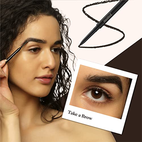 Waterproof Eyebrow Pen with Brush, Brow Pencil & Lash Spoolies for Eyelash Extensions, Eye Brow Pencils for Women, Eyelash Brush & Spoolie Combo, Eyebrow Makeup Tool Set, Take A Brow (Black Brown)