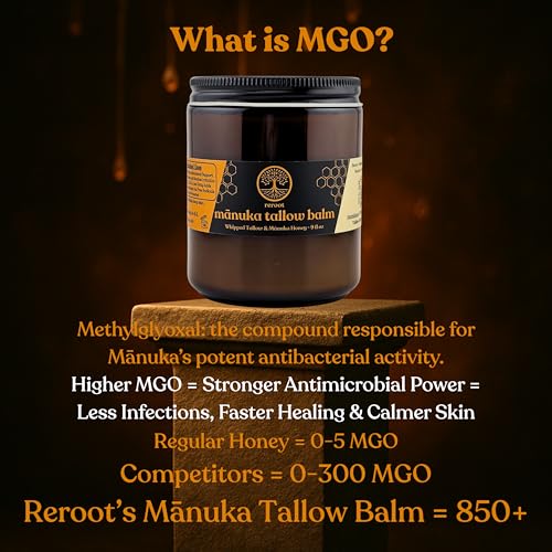 Manuka Honey Beef Tallow for Skin ~2 INGREDIENTS~ 100% Grass-Fed Tallow and Honey Balm - Whipped & UNSCENTED Tallow Face Moisturizer - Hydrating Tallow Balm for Men, Women, Kids & Babies (9oz)