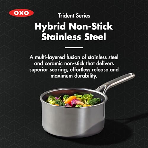 OXO Hybrid 2.5QT Nonstick Saucepan with Glass Lid - Induction & Oven Safe