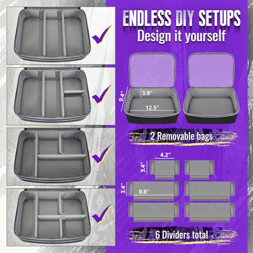 YOREPEK Tattoo Travel Case with Removable Organizers - Black