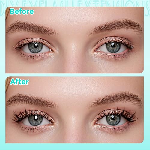Natural Lash Clusters Kit 160Pcs Manga Eyelash Extensions Kit with Invisible Band D Curl Wispy Clusters Lashes with Waterproof Lash Bond and Seal, Lash Remover and Tweezer(Angel Baby Kit-Mix8-16mm)