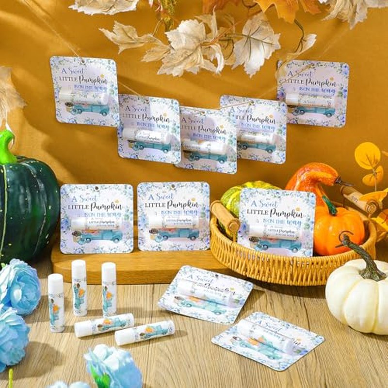 24 Pcs Pumpkin Truck Lip Balms Bulk Fall Pumpkin Lip Care Moisturizer Baby Shower Party Supply for Guest Gift Set Travel Size Lipstick Autumn Thanksgiving First Birthday Favors Decorations