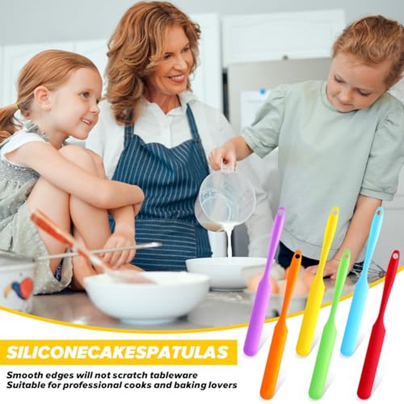 24pcs Jar Spatula,Silicone Jar Scraper with Long Handle,Jam Spreader Cake Cream Butter Spatulas, Silicone Spatula Waxing Applicator for Home Salon Body Use