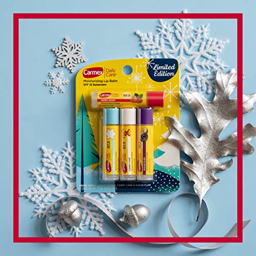 Carmex Holiday Lip Balm Set - 6 Flavors, SPF 15, Water-Resistant, 4-Pack Each - Limited Edition