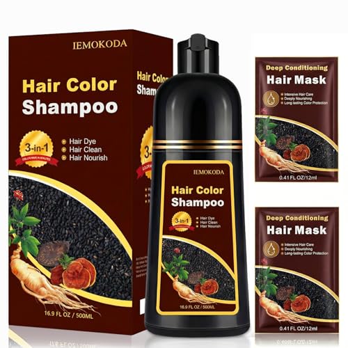 Msktasy Blonde Brown 3-in-1 Hair Dye Shampoo for Gray Coverage, Nourishing Color for Women & Men