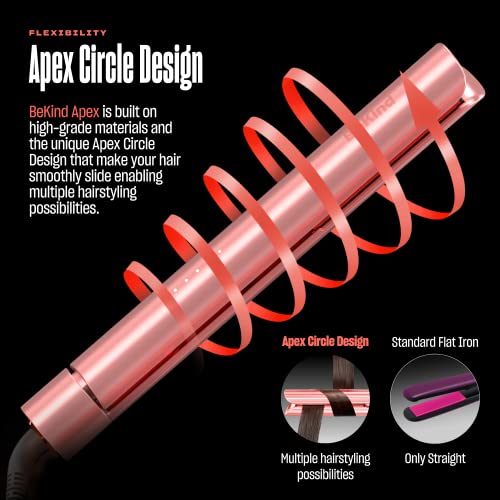 BeKind Apex 2-in-1 Flat Iron Hair Straightener and Curler - 1 Inch Peach - Style & Travel Friendly