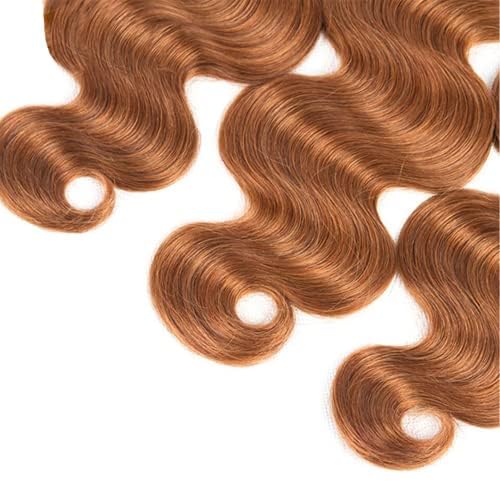 Light Brown Human Hair Body Wave Bundles - 12 14 16 Inch Peruvian Virgin Hair 3 Pack