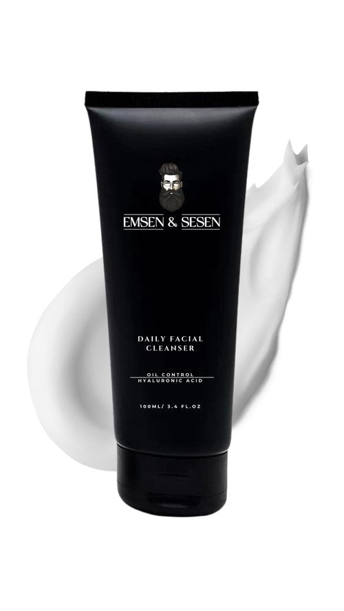 EMSEN & SESEN Mens Daily Facial Cleanser – Deep Cleansing & Hydrating Face Wash with Volcanic Soil, Aloe Vera, Hyaluronic Acid, Vitamin E & Chamomile | 3.4 fl oz