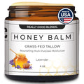 Tallow and Honey Balm, XL Size, Organic Body Butter, Grass-Fed Beef Tallow for Skin, Soothing All-Natural Moisturizer for Body and Face | Made in USA - 4 oz (Lavender)