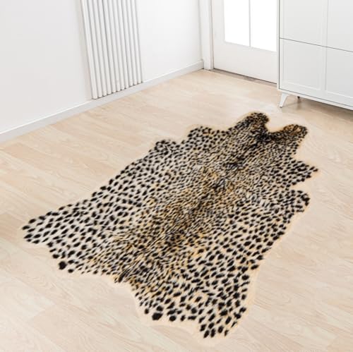Asuprui Faux Leopard Rug 6'7" x 5'4" – Realistic Cheetah Print Area Rug, Bedroom Decor
