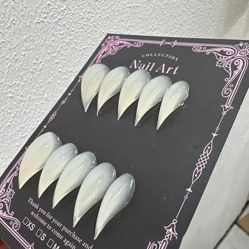 10 Pcs Handmade Press on Nails Short Curved Unique Stiletto Eagle Claw Acrylic Fake Nail with Dragon Claw Design Thickened Goth Nails Press Ons Full Cover Reusable Glue on Nail for Women£¨M£©
