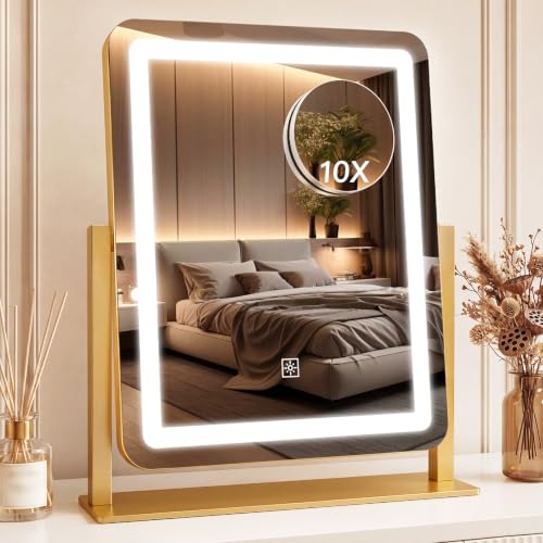 CraftCraze 15x13 Inch Dimmable LED Lighted Makeup Mirror with 3 Color Modes