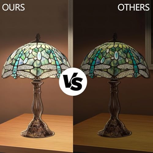 Pterying 18-Inch Tiffany Dragonfly Stained Glass Table Lamp - Green, Handcrafted, Vintage Accent Light (Variation: Dragonfly Lamp)
