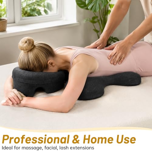 Memory Foam Face Down Pillow Set with Chest Cushion for Massage & Spa - Dark Gray
