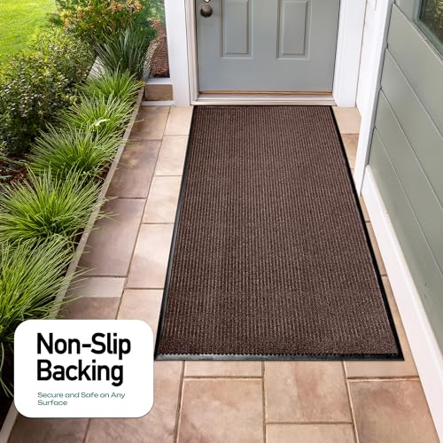 Heavy Duty Entry Floor Mat 4 x 6 Feet Brown Waterproof Indoor Outdoor Commercial
