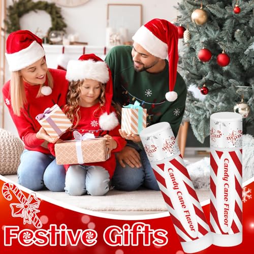 Candy Cane Peppermint Lip Balm Set - Christmas Party Favors, 50 Pack