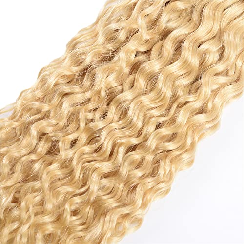 NerriHou 613 Blonde Water Wave Human Hair Bundles #613 W / 14, 16, 18 Inch, Unprocessed Virgin Brazilian Hair, 3-Pack 150g