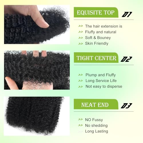1B / 10 Inch Afro Kinky Twist Human Hair Bulk for Dreadlocks - Soft, Natural Black
