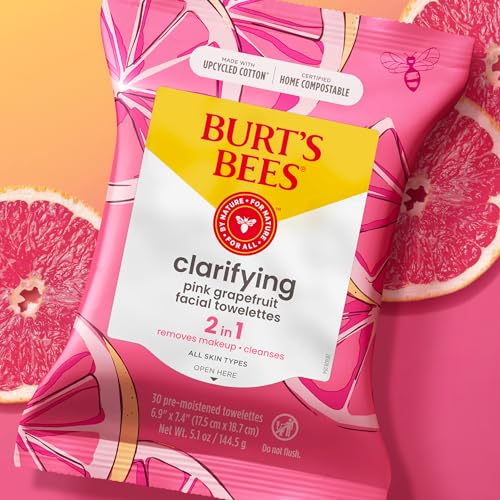 Pink Grapefruit Facial Wipes - Hydrating Makeup Remover & Cleansing Towelettes - Pack of 2, 90 Count Each