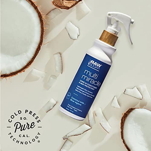 RAW SUGAR Multi-Miracle Hair Mist | Leave-In Conditioner & Heat Protectant | Coconut Milk + Blue Agave | 6 oz