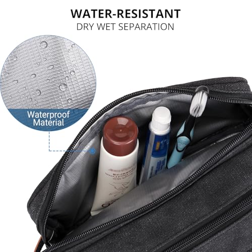 WITZMAN Canvas Toiletry Bag for Men Travel Organizer - Black