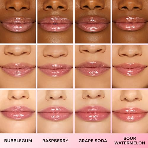 Too Faced Kissing Jelly Lip Oil & Gloss Hybrid - Raspberry (Electric Fuschia) - Hydrating & Shiny Lip Care