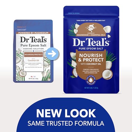 Dr Teal's Nourish & Protect Epsom Salt Soak with Coconut Oil, 3 lb (Pack of 4)