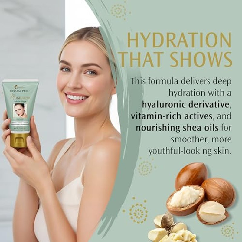 Crystal Peel Hyaluronic Acid Moisturizer for Face, Soin Du Visage Daily Moisturizer Hydrating Face Cream for Women, Vitamin Enriched, Nourishing Facial Lotion, Non Comedogenic Skincare for Dry Skin