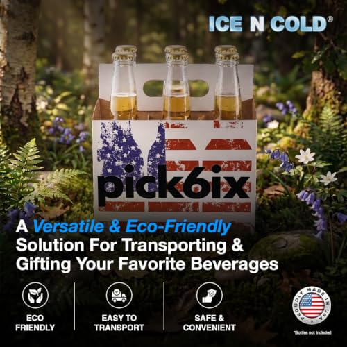 Flag Cardboard Carrier for 12oz Bottles - 6 Pack, Pick Six Flag - 150 ct