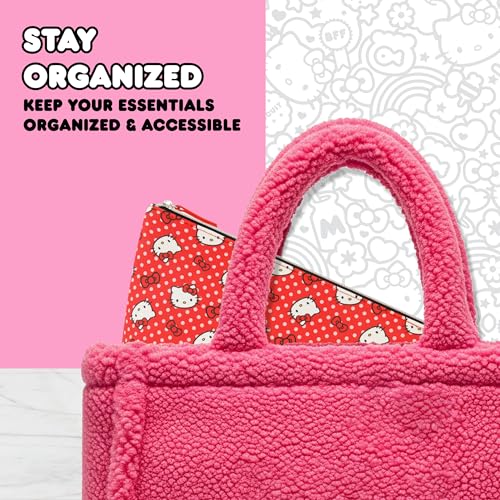 Hello Kitty Travel Makeup Bag, Trapezoid Cosmetic Organizer Pouch for Women